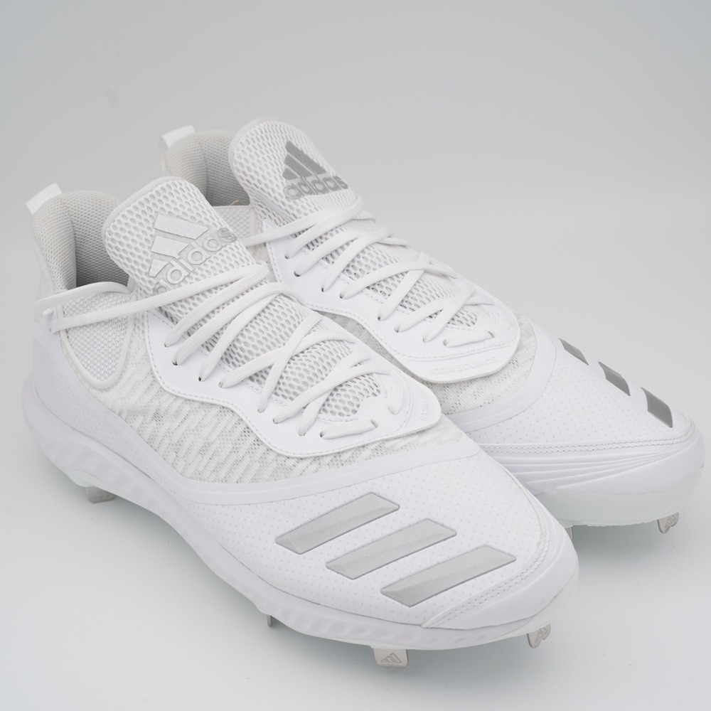 Adidas Icon V Bounce Iced Out Metal Baseball Cleats Men Size 16 . White /silver